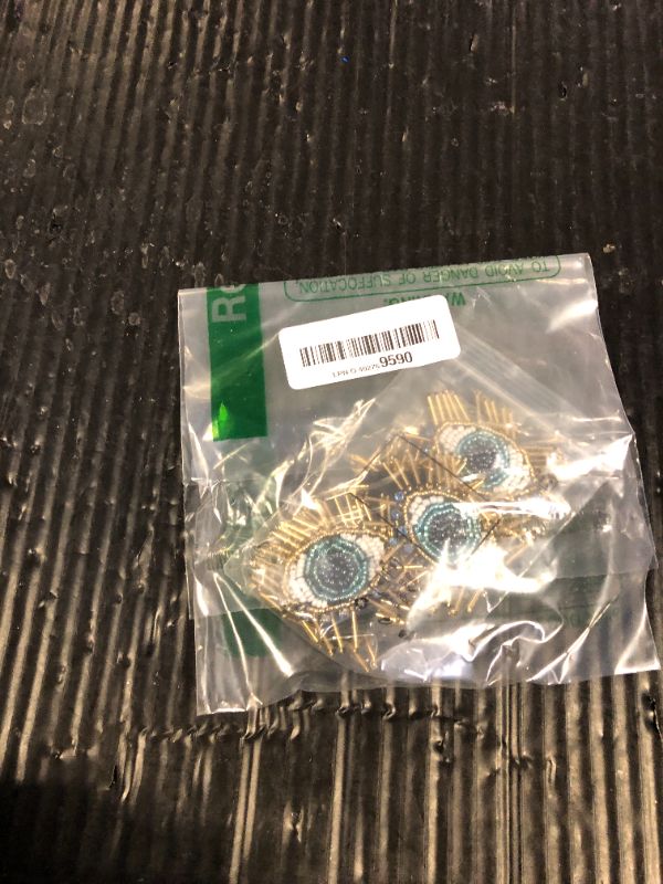 Photo 1 of AHANDMAKER 6 Pcs Eye Beaded Patches for Clothes, 2.6x2.2 Inch Blue Evil Eye Sequined Patch Sew on Rhinestone Beaded Applique for Clothes Jackets Jeans Bags