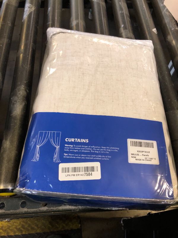 Photo 1 of MIULEE Natural White Linen Curtains 108 Inches Long for Bedroom Living Room, Soft Thick Linen Textured Window Drapes Semi Sheer Light Filtering Rod Pocket Back Tab Cream Ivory Modern Look, 2 Panels