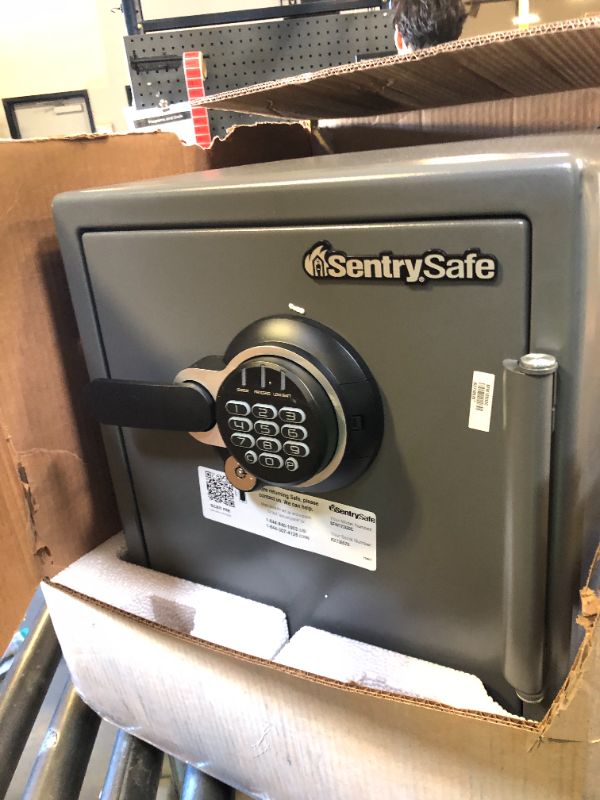 Photo 1 of SentrySafe Waterproof and Fireproof Alloy Steel Digital Safe Box for Home with Code Button Keypad, 1.23 Cubic Feet, 17.8 x 16.3 x 19.3 Inches (exterior), SFW123GDC