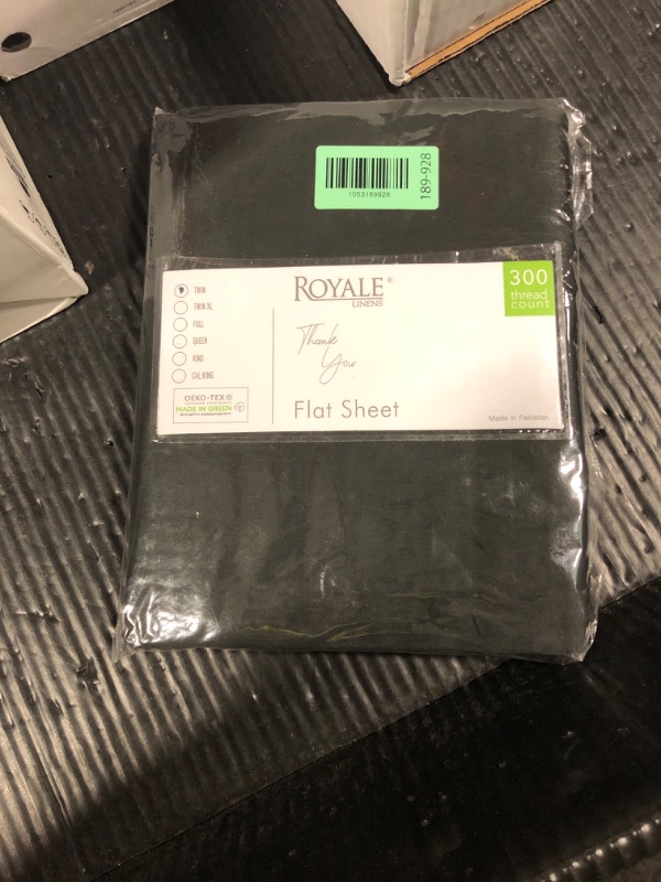 Photo 1 of Royale Linens 300 Thread Count 100% Long Staple Combed Cotton Flat Sheet - Super Soft - Top Sheets - Twin Flat Sheet Sold Separately - Breathable, Cool & Crisp Percale Sheets Only (Twin, Black)