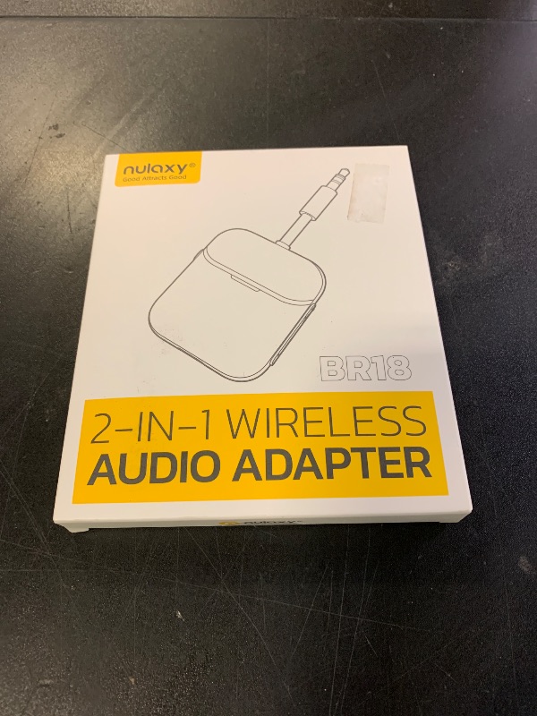 Photo 1 of Nulaxy Air in-Flight Bluetooth Wireless Audio Transmitter Receiver for up to 2 AirPods Wireless Headphones, Bluetooth Adapter for All 3.5mm Aux Jacks on Airplanes, Black