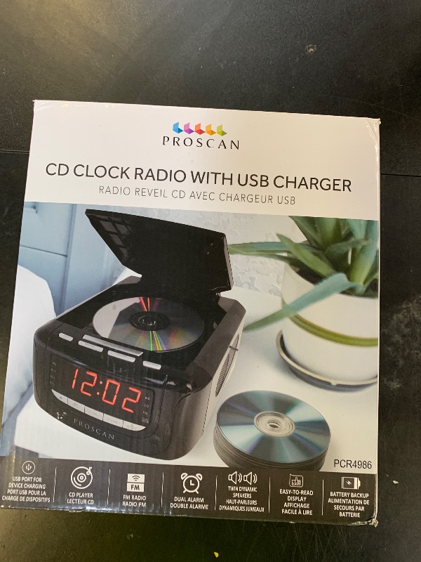 Photo 1 of Proscan CD Clock Radio with USB Charger Model PCR4896