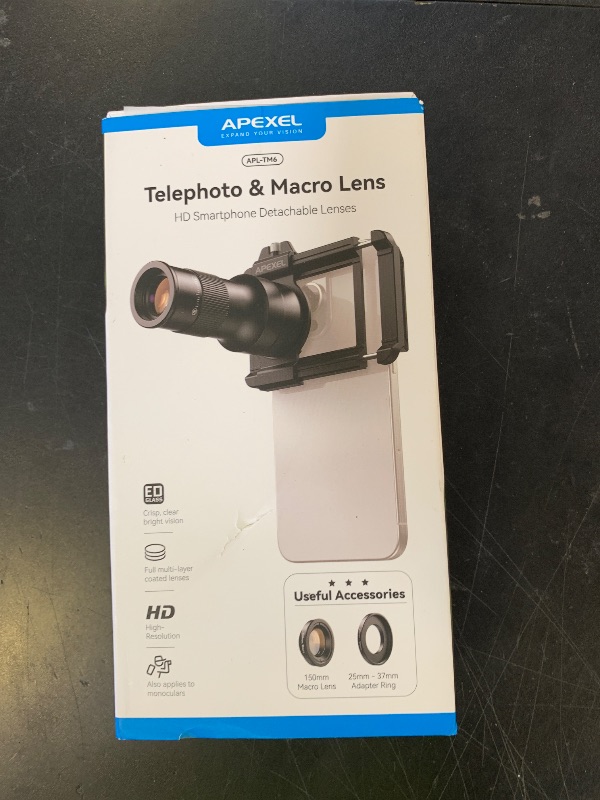 Photo 1 of APEXEL 6X Telephoto Lens & 150mm Macro Lens, 2-in-1 Aluminum Phone Camera Lens Kit with Universal Clip. Phone Lens Attachment Fit for iPhone 16/15/14/13, Samsung, Android Phone and Most Smartphone.