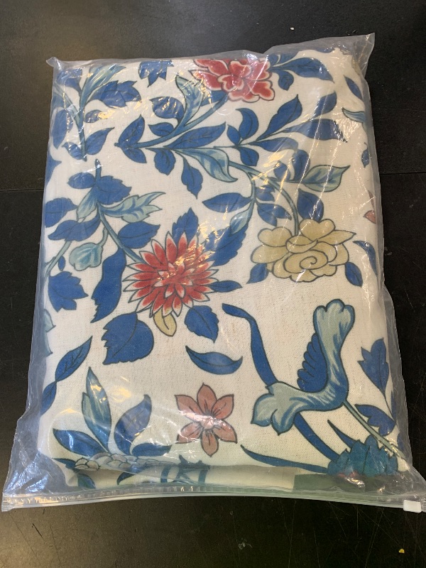 Photo 1 of patdrea Designer Blue Tablecloth for Rectangle Table,Vintage Linen Leaves and Floral Pattern Extra Long Tablecloths,Farmhouse Decor Cover for Kitchen Dining Christmas,Thanksgiving,63"x110"-Ivar a