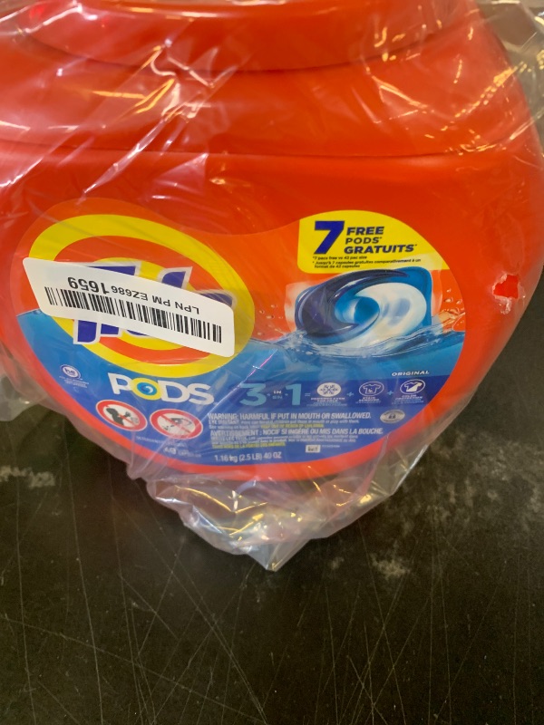 Photo 1 of Tide PODS Laundry Detergent Pacs, 3-in-1 Stain Remover, Odor Fighter, Color Protector, 42 Count, HE compatible, Original Scent (Packaging May Vary)