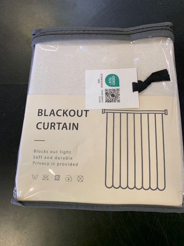 Photo 1 of 100% Blackout Shield Linen Blackout Curtains for Bedroom 96 Inches Long, Back Tab/Rod Pocket Living Room Drapes, Thermal Insulated Blackout Curtains 2 Panels Set, 50" W x 96" L, Light Cream