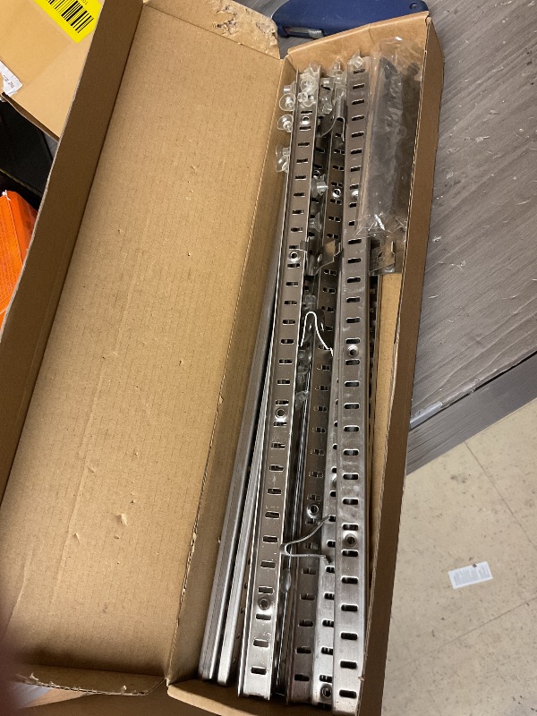 Photo 1 of 12 Pcs 16 Inch Shelf Pilaster Tracks with 24 Pcs Shelf Clips Adjustable Metal Rail Mortise Mount Pilaster Strip for Wall Bookcases Shelving System Closet Organization