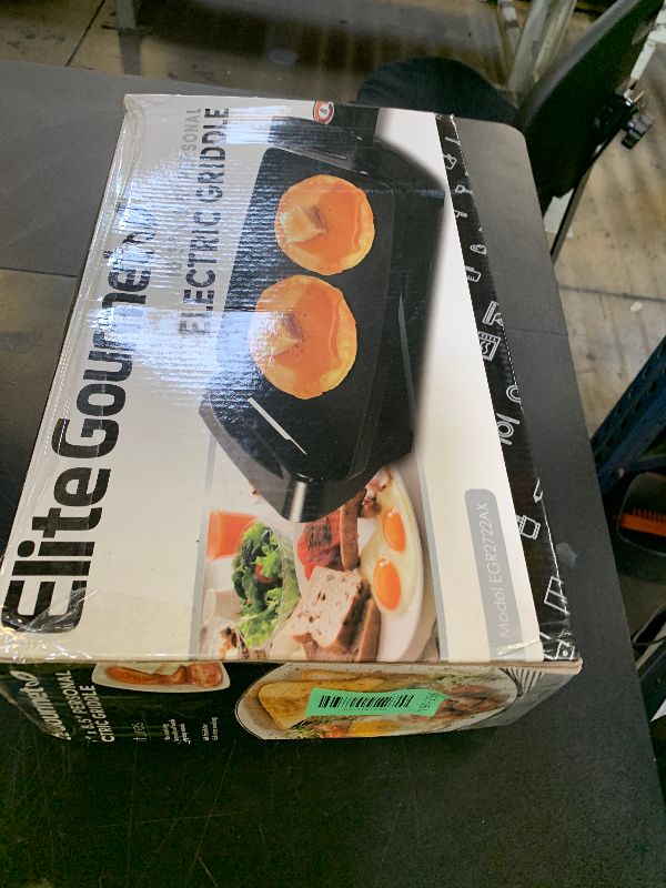 Photo 1 of Elite Gourmet EGR2722A Electric 10.5" x 8.5" Griddle, Cool-touch Handles Non-Stick Surface, Removable/Adjustable Thermostat, Skid Free-Rubber Feet, Black