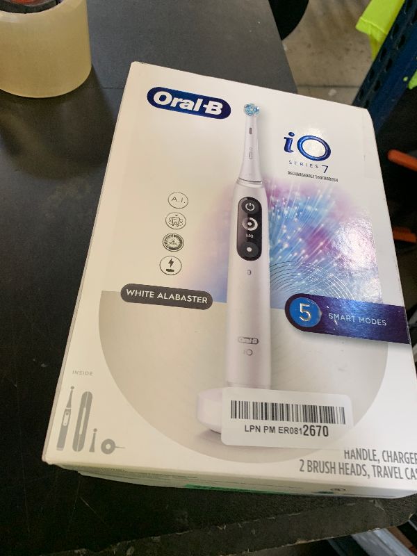 Photo 1 of Oral-B iO Series 7 Electric Toothbrush with 2 Replacement Brush Heads, White Alabaster