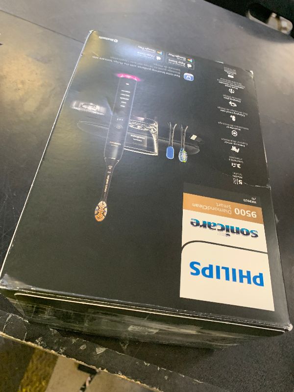 Photo 1 of Philips Sonicare DiamondClean Smart 9500 Electric Toothbrush, Sonic Toothbrush with App, Pressure Sensor, Brush Head Detection, 5 Brushing Modes and 3 Intensity Levels, Black, Model HX9923/11