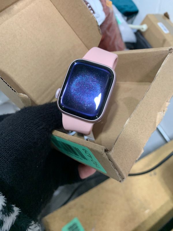 Photo 1 of **Locked
** Apple Watch Series 9 [GPS + Cellular 41mm] Pink Aluminum Case with Pink Sport Band M/L (Renewed Premium)