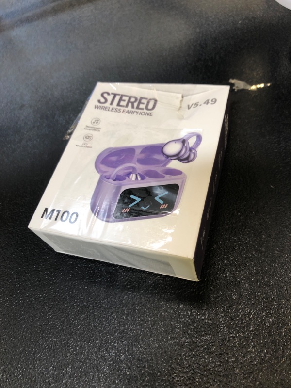 Photo 1 of Stylish Open Ear Clip On Earbuds with Removable Butterfly Earring, Clip On Headphones with LCD Touch Screen, Fashionables Open Ear Headphones for Women, Butterfly Earring Purple Earbuds