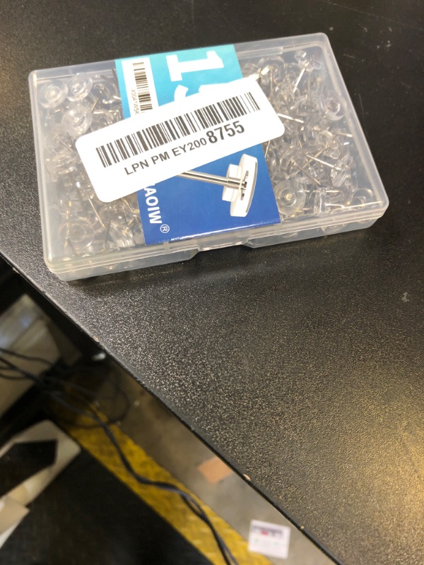 Photo 1 of 150 PCS Clear Push Pins Tacks Count in Reusable Box for Bulletin Boards and Wall Displays Heavy Duty Plastic Head