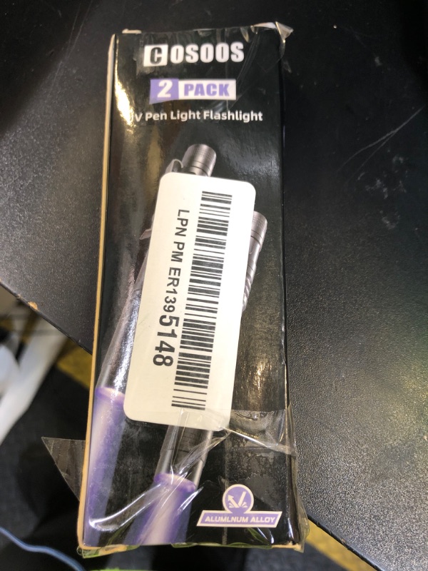Photo 1 of COSOOS 2 UV Black Light Flashlight, 2 Pack 395nm Mini Pen Light with Clip, Waterproof Ultraviolet Flashlight for Leak, Pet Urine, Scorpion, Hotel Inspection, Dry Stain and Bed Bug.