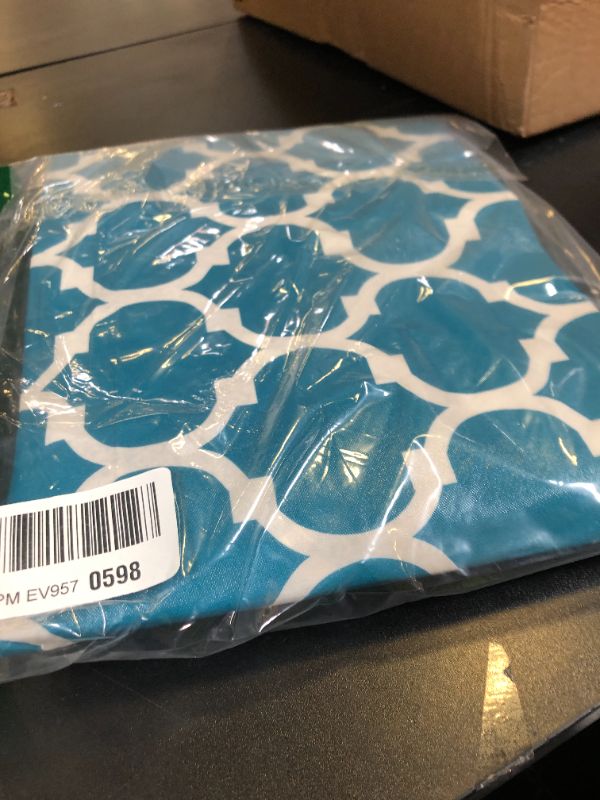 Photo 1 of Smiry Rectangle Picnic Table Cover, Waterproof Elastic Fitted Camping Tablecloths for 6 Foot Tables, Wipeable Flannel Backed Vinyl Tablecloth Protector for Indoor, Outdoor (Turquoise, 30x72 Inches)
