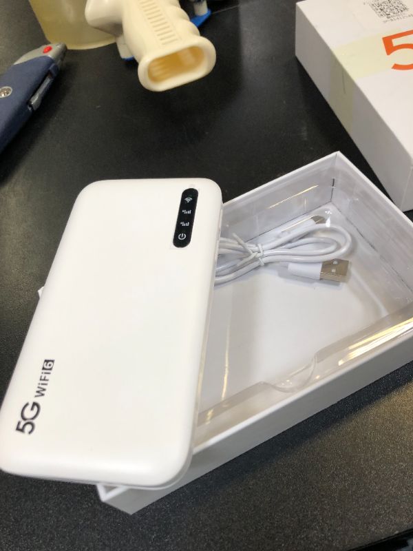Photo 1 of 5G Wi Fi Mobile Hotspot, 2.4GHz and 5.8GHz Portable Wi Fi Device for Travel, Supports SIM Card Slot & 16 Devices, IP67 Waterproof, Wi Fi 6 5G Router 6100mAh Rechargeable