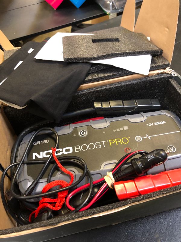Photo 1 of NOCO Boost GB150: 3000A UltraSafe Jump Starter – 12V Lithium Battery Booster Pack, Portable Jump Box, Power Bank & Jumper Cables - for 9.0L Gas and 7.0L Diesel Engines