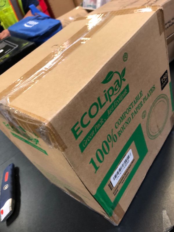 Photo 1 of ECOLipak Paper Plates 10 Inch, 150 Pack Compostable Heavy Duty Disposable Biodegradable Sugarcane Bagasse Eco Friendly Paper Plates for Party Dinner