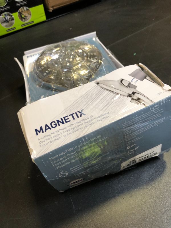 Photo 1 of Moen Engage Chrome Magnetix Six-Function 5.5-Inch Wide Handheld Shower Head with Hose and Magnetic Docking System, 26112
