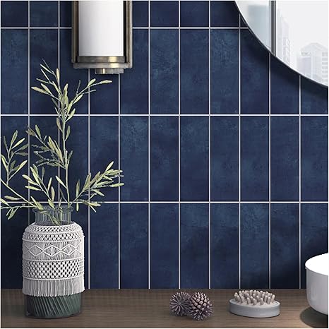 Photo 1 of Tilingview 30 PCS Peel and Stick Backsplash Tile for Kitchen/Bathroom/Living Room, 3"x 9" Self-Adhesive Subway Tile for Backsplash, Imitation Glazed Tiles/Handmade Tiles (Matte Navy Blue)
