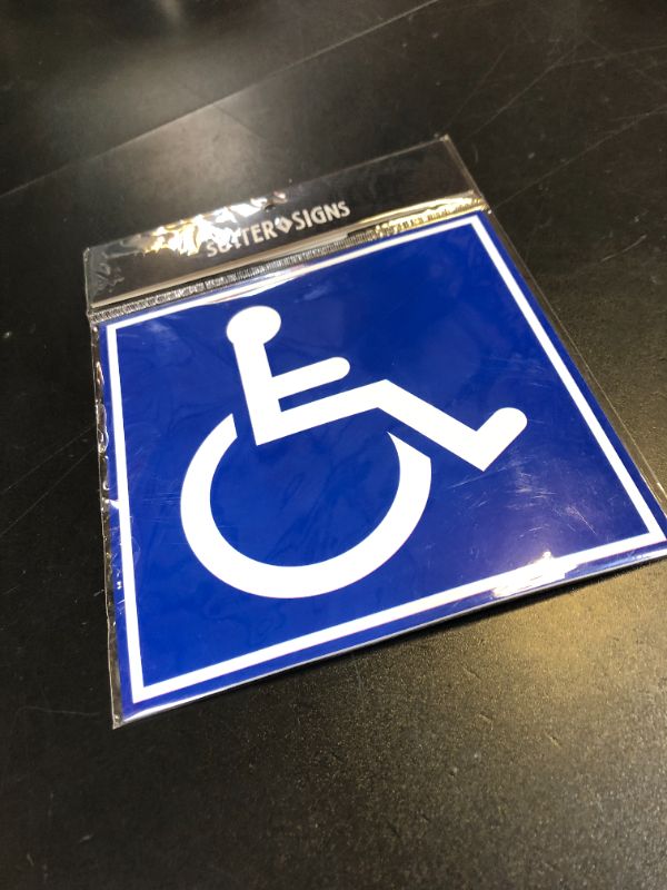 Photo 1 of Handicap Symbol Stickers, Self Adhesive Weatherproof Vinyl Decals, Blue, 6" Square (Pack of 4)
