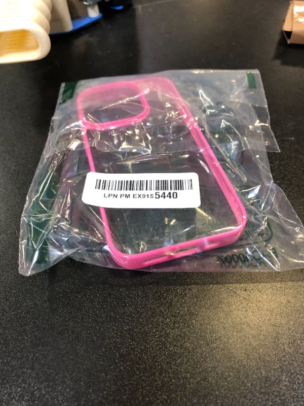 Photo 1 of LoeoeL for iPhone 15 Pro Case Clear, Transparent Hybrid 15 Pro Phone Case [Hard Plastic & Soft Silicone Bumper] Acrylic Non Yellowing Thin Slim Protective Cover for Women, Neon Hot Pink