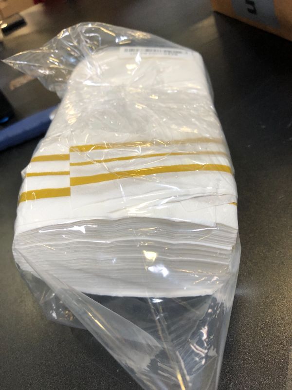 Photo 1 of 100 Pcs White and Gold napkins, Dinner Paper Napkins Disposable Hand Towels for Bathroom, Soft, Absorbent, Gold Party Wedding Napkins for Kitchen, Parties, Dinners or Events (Yellow, 100)