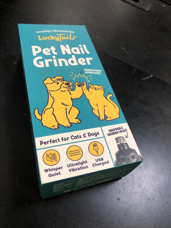 Photo 1 of LuckyTail Pet Nail Grinder for Dogs and Cats - Super Quiet and Low Vibration Electric Dog Nail Grinder with 2 LED Lights - USB Rechargeable and Cordless - 2 Speeds - Small to Large Pets - Dark Blue