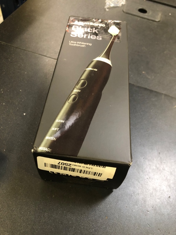 Photo 1 of USED** Aquasonic Black Series Ultra Whitening Toothbrush – ADA Accepted Electric Toothbrush- 8 Brush Heads & Travel Case – 40,000 VPM Electric Motor & Wireless Charging - 4 Modes w Smart Timer