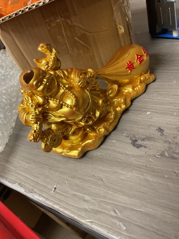 Photo 1 of Golden Laughing Buddha Statue,New Home Decor, for Home,Room Decor Lucky and Happy,Zen Garden