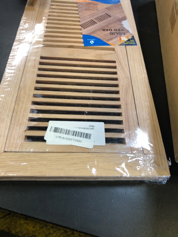 Photo 1 of Oak Floor Register for 6x14 Inch Duct Holes - Flush Mount Floor Vent with Metal Damper - Red Wooden Vent Covers for Home Floor - 0.8 Inch Thickness - Unfinished