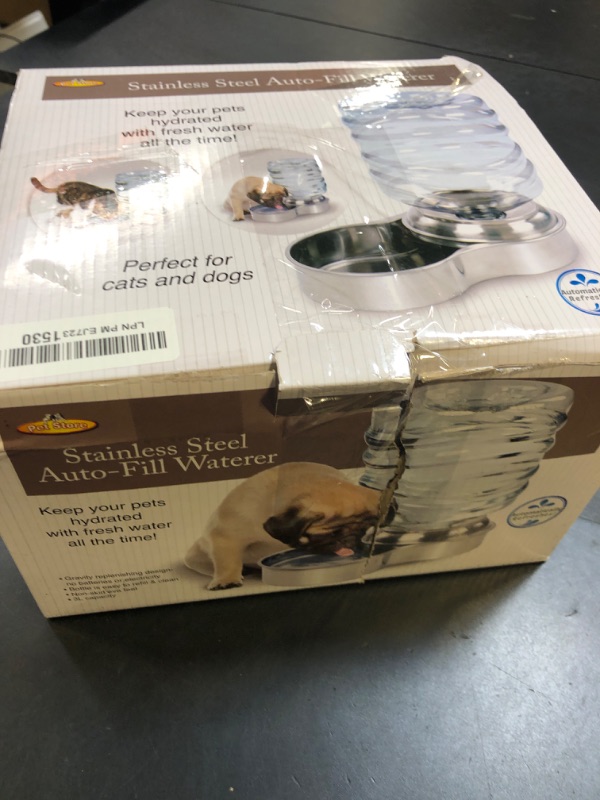 Photo 1 of Bundaloo Dog Water Bowl Dispenser - Automatic Slow Refilling System Keeps Stainless Steel Drinking Dish Filled - Refillable 3 Liter Bottle, Non-Skid Feet - Clean, Safe, & Fresh Drink for Pet Dogs