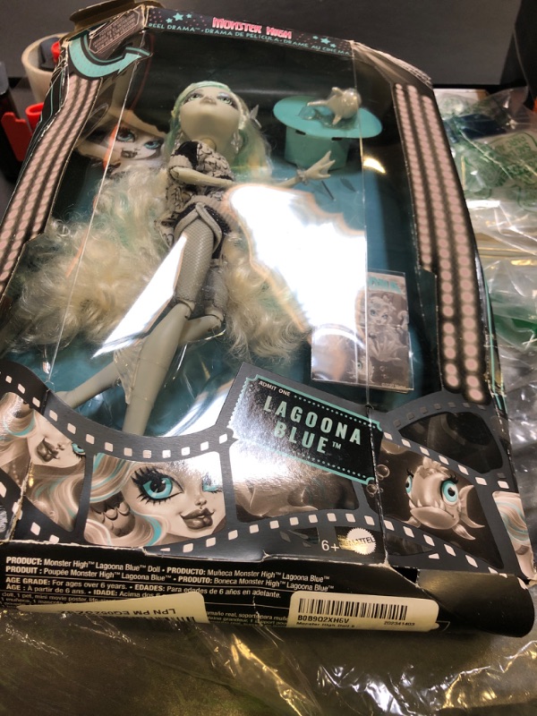 Photo 1 of Monster High Doll, Lagoona Blue in Black and White, Reel Drama Collector, Doll-Size and Life-Size Posters, Horror Flick Theme, Toys and Gifts