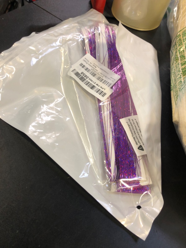 Photo 1 of 19.7 Inch Clip In Hair Tinsel Fairy Hair Tinsel Kit Clips Clip On Glitter Hair Tinsel Extensions Purple