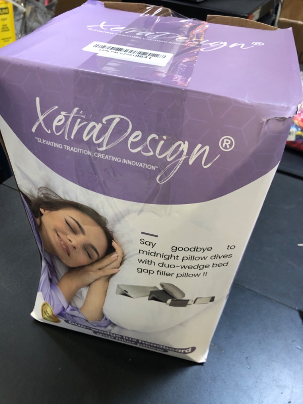 Photo 1 of XetraDesign Bed Wedge Pillow for Headboard Gap Up to 7", Triangle Gap Filler for Bed, Mattress Wedge Gap Filler, Headboard Space Filler, Corner Pillow, Grey Double 54"