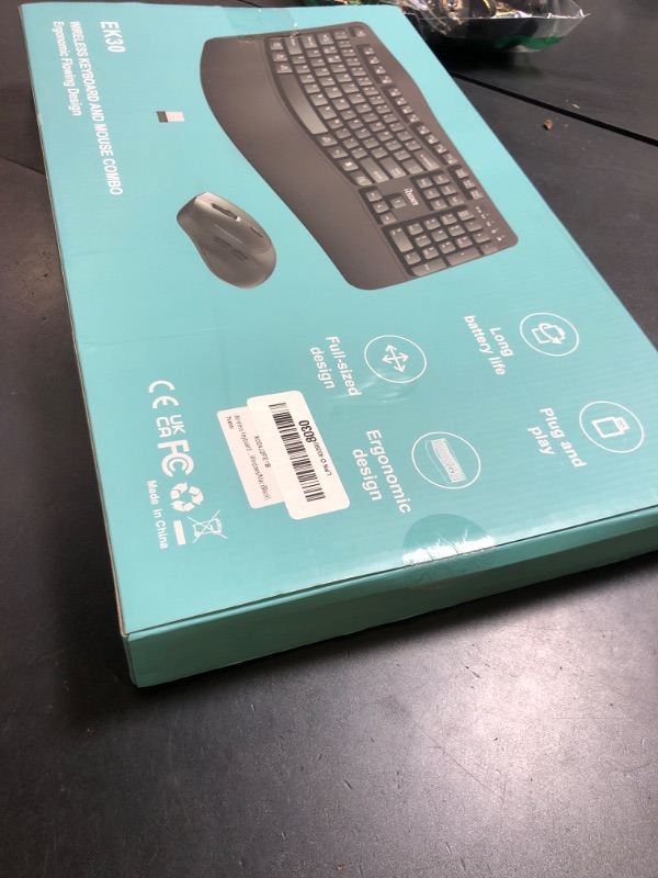 Photo 1 of Wireless Keyboard and Mouse Combo,2.4G Full Size Wave Keys Ergonomic Keyboard with Wrist Rest for Natural Typing, 3 DPI Adjustable Ergonomic Silent Mouse for Computer/Laptop/Windows/Mac (Black)
