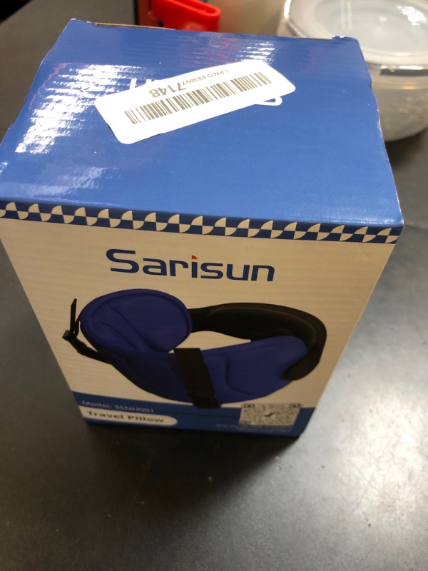 Photo 1 of SARISUN Travel Pillows for Airplanes, Airplane Pillow for Long Flight, Airplane Head Strap with Eye Mask for Sleep, Travel Neck Pillow for Car Road Trip, 360° Support Headrest, Stop Bobblehead, Black