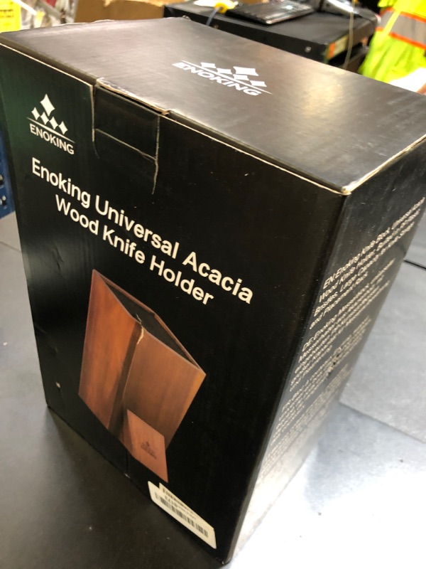 Photo 1 of ENOKING Universal Knife Block without Knives, Acacia Wood Knife Holder/Knife Organizer with Removable Plastic Bristles for Kitchen Counter Knife Storage Rack