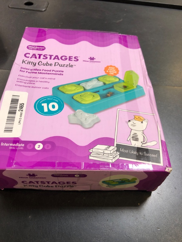 Photo 1 of Catstages Kitty Cube Interactive Treat Puzzle Cat Toy, Blue