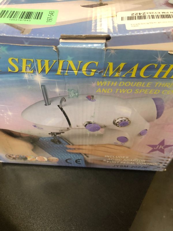 Photo 1 of Sewing Machine, 2 Modes Mini Sewing Machine for Beginners with Extension Table & Light, Portable and Easy to Use for DIY, Clothes, Home and Travel