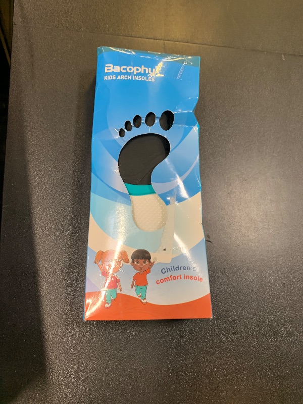 Photo 1 of Bacophy Kids Arch Support Insoles Children Orthotic Inserts for Plantar Fasciitis, Flat Feet, Heel Pain Relief, Premium Pu, TPU, Gel Shock Absorption Deep Heel Cup Cushioning Inner Sole