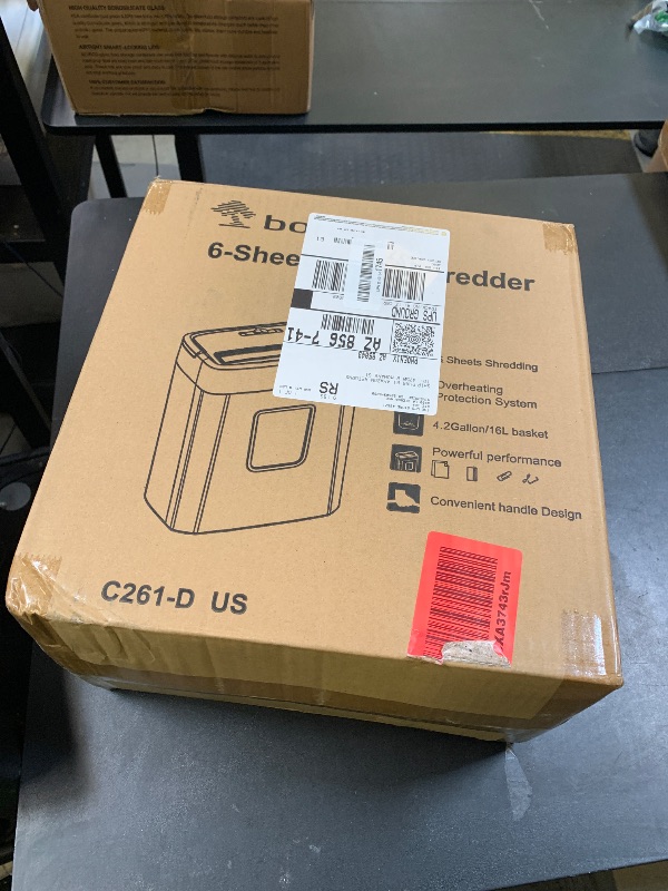 Photo 1 of Bonsaii 6 Sheet High Security Micro Cut Paper Shredder, Credit Cards/Mail/Staples/Clips Shredder for Home Use with 4.2 Gallon Bin (C261-D)