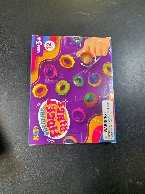 Photo 1 of Fidget Toys Sensory Rings for Kids: 12 Pack Finger Spinner Rings - Texture Stress Toys for Kids Autism Calming - Fun Fidgets for Student Classroom Prize Stocking Stuffers
