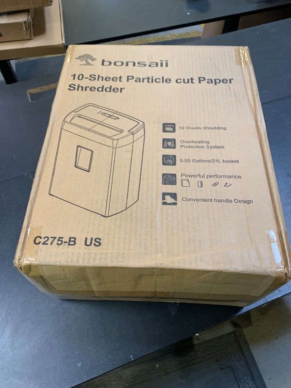 Photo 1 of Bonsaii Paper Shredder, 10-Sheet Home Office Shredders, Micro Cut Home Use Paper Shredder with 5.5 Gallons/P-4 High Security/5 Minutes/Shred Card,Staple,Clips (C275-B)