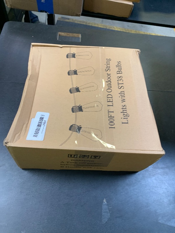 Photo 1 of Brightever LED Outdoor String Lights 100FT Patio Lights with 52 Shatterproof ST38 Vintage Edison Bulbs, Outside Hanging Light Waterproof for Porch, Deck, Garden, Backyard, Balcony, Dimmable 2700K