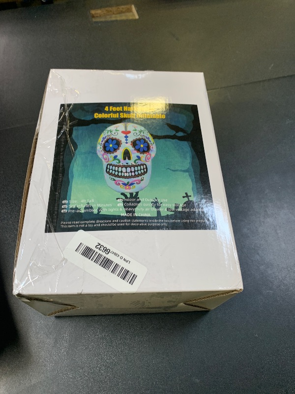 Photo 1 of AJY 4 Feet Colorful Skull Halloween Inflatable Skull LED Lights Decor Outdoor Indoor Holiday Decorations Blow up Lighted Yard Decor Lawn Inflatable Home Garden Party Favor Decoration