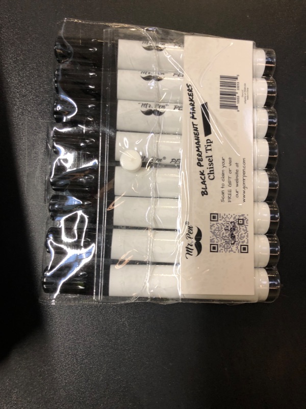 Photo 1 of Mr. Pen - 8 Pack Thick Black Permanent Markers, Chisel Tip