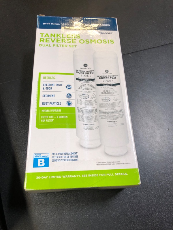 Photo 1 of GE Profile Reverse Osmosis Under Sink Pre & Post Replacement Filters, Fits PXRQ400T Filtration System, Reduces Lead, Chlorine & More, Replace Every 6 Months, FQ400PT