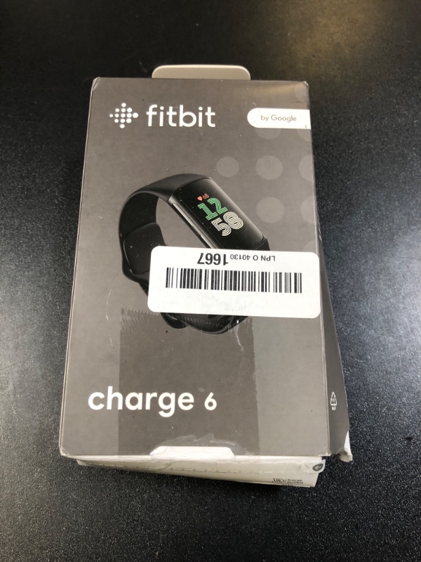 Photo 1 of Fitbit Charge 6 Fitness Tracker with Google apps, Heart Rate on Exercise Equipment, 6-Months Premium Membership Included, GPS, Health Tools and More, Obsidian/Black, One Size (S & L Bands Included)