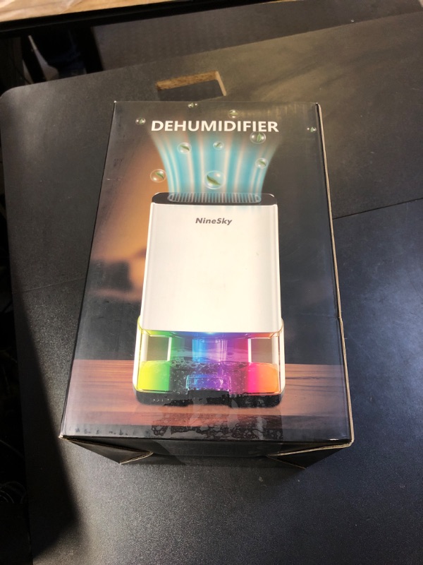 Photo 1 of NineSky Dehumidifier for Home, 35oz Water Tank (300 sq.ft), Small Dehumidifiers for Bathroom, Bedroom, Basement with 7 Colorful Lights, Auto Shut Off, White